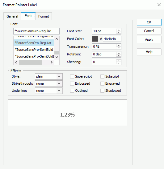 Format Pointer Label - Font