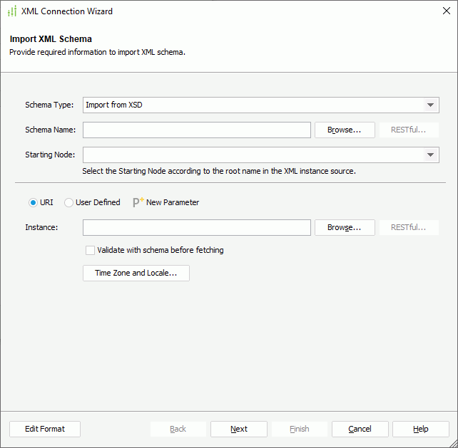 XML Connection Wizard - Import XML Schema